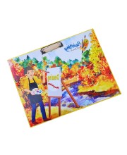 Drawing Board with Large Drawing Notebook, 10 Drawing Pencils + 1 Writing Pencil, 3 Erasers, 1 Sharpener, 12 Shades Crayon, 12 Shades Sketchpen Set, 15 cm Scale, 2-Lid Pencil Box
