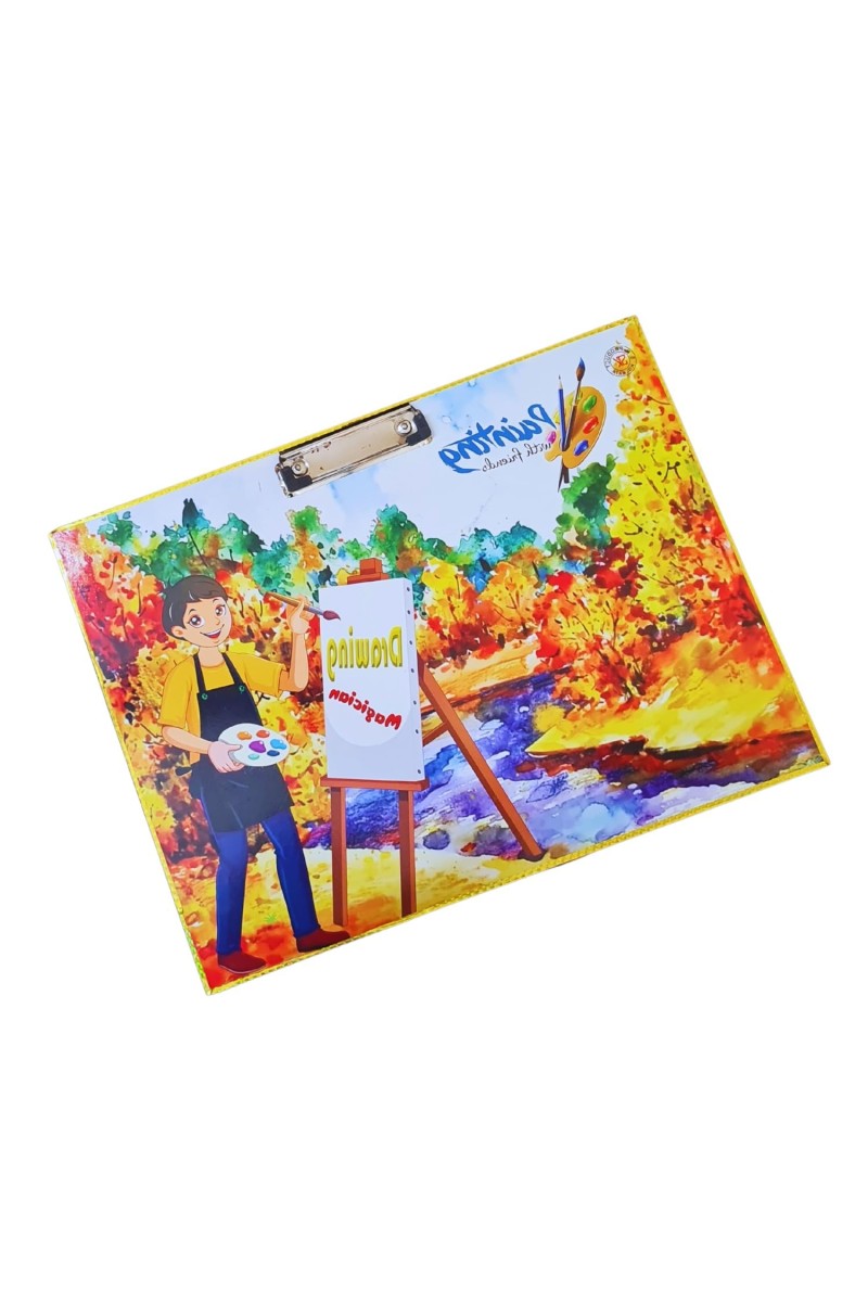 Drawing Board with Large Drawing Notebook, 10 Drawing Pencils + 1 Writing Pencil, 3 Erasers, 1 Sharpener, 12 Shades Crayon, 12 Shades Sketchpen Set, 15 cm Scale, 2-Lid Pencil Box