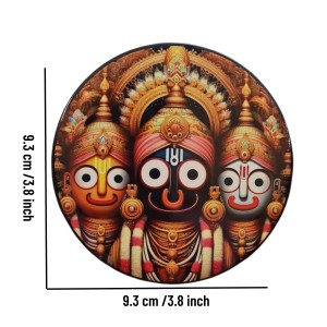 Stainless Steel Round Jagannath Balabhadra Subhadra Fridge Magnet | Devotional & Decorative Refrigerator Magnet for Home & Office | Pack of 1