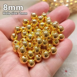 HiTechMart Gold-Plated Round Spacer Beads – Small Plastic Craft Beads for Jewelry Making, DIY Bracelets, Necklaces & Decorations (Bulk Pack) (100)
