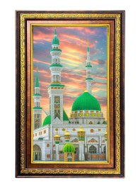 Mosque Digital Golden Balck Color Photo Frame | Hindu Religious Wall Decor | 18x24 Inches - Inspirational Wall Art for Office, Home Decor - Ideal Spiritual Gift (F16755)