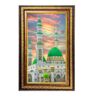 Mosque Digital Golden Balck Color Photo Frame | Hindu Religious Wall Decor | 18x24 Inches - Inspirational Wall Art for Office, Home Decor - Ideal Spiritual Gift (F16755)