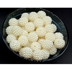 HiTechMart 10mm Round Dotted Ball Shaped Creamy White Pearl Plastic Beads for Jewelry, Arts & Crafts, Embroidery, Bracelets - Women, Girls & Kids. (Pack of 100)