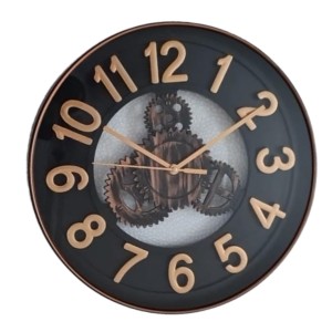 Hitech Sales Wooden Theme Quartz Stylish Analog 30 Cm Decorative Latest Transparent Background Weatherproof WallClock Battery Operated Round Easy to Read for Living Room Bedroom Office Kitchen School