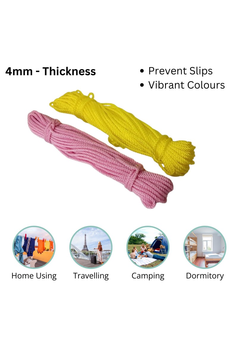 Heavy-Duty Multipurpose Rope | Strong & Durable Nylon/Polypropylene Rope for Outdoor, Camping, and Home Use | 4mm Thickness