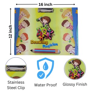 Hi Tech Sales, Excellent Quality Examination Pad || Wooden Drawing Board for Kids/Students, Girls & Boys || Stainless Steel Clip, Plain MDF Hard Board Writing Pad(A3 Size) (Yellow)