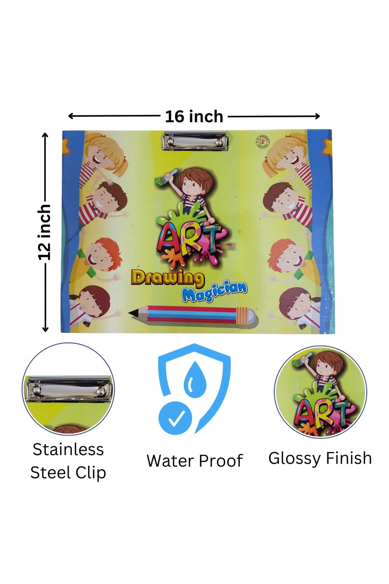 Hi Tech Sales, Excellent Quality Examination Pad || Wooden Drawing Board for Kids/Students, Girls & Boys || Stainless Steel Clip, Plain MDF Hard Board Writing Pad(A3 Size) (Yellow)