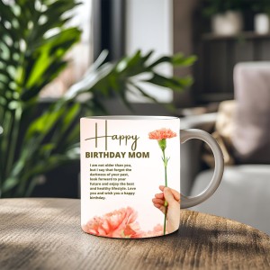 Happy Birthday Mom Printed Customized Coffee Mug – 325 Ml – Birthday Gift for Mom from Daughter or Son – Microwave & Dishwasher Safe