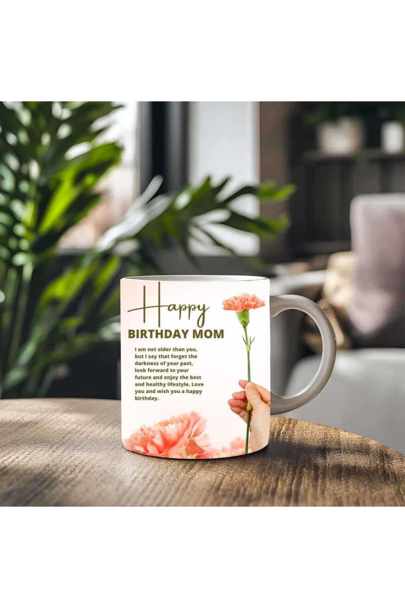 Happy Birthday Mom Printed Customized Coffee Mug – 325 Ml – Birthday Gift for Mom from Daughter or Son – Microwave & Dishwasher Safe