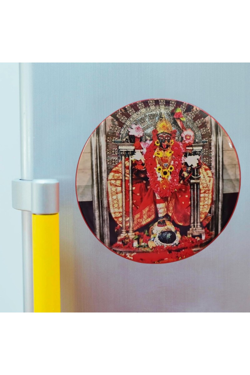 Stainless Steel Round Maa Kali Fridge Magnet | Devotional & Decorative Refrigerator Magnet for Home & Office | Pack of 1