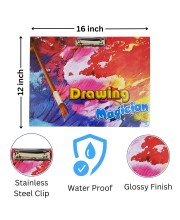 Hi Tech Sales|| Wooden Drawing Board for Kids/Students, Girls & Boys || Stainless Steel Clip, Plain MDF Hard Board Writing Pad(A3 Size) (Multicolored)