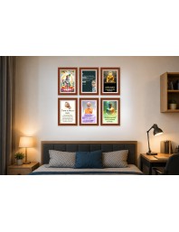 Pack Of 6 Laminated A4 Wall Posters | Spiritual, Motivational & Inspirational Designs | 250 GSM Photo Paper | Water-Resistant | Double-Sided Tape (F39350)