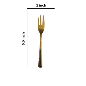 Hitech salesStainless Steel Dinning, Luxury Dinner Fork with Gold Pvd Coating, Set of 2, Length 6.5 inch, Dazzle Design,Daily Use