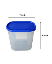 Airtight Kitchen Storage Container, 600ml Capacity, Blue Lid (Set of 2) (7 X 9)