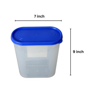 Airtight Kitchen Storage Container, 600ml Capacity, Blue Lid (Set of 2) (7 X 9)