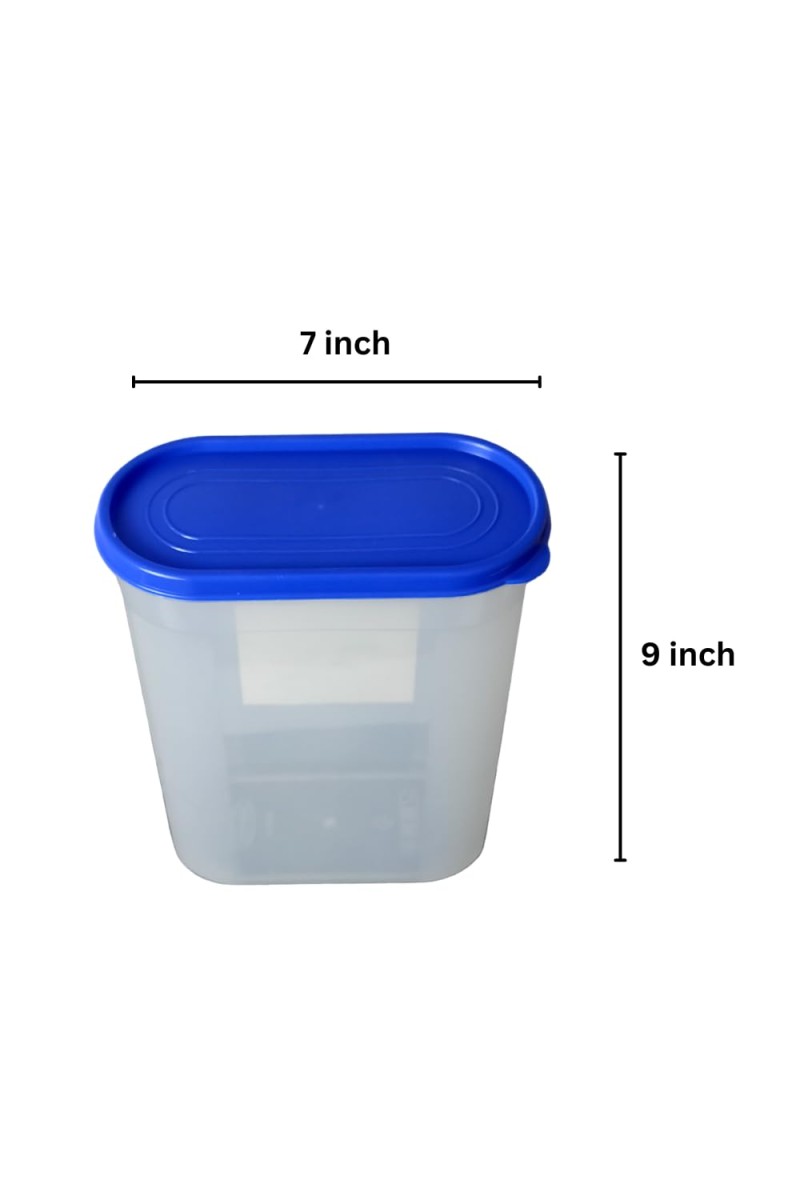 Airtight Kitchen Storage Container, 600ml Capacity, Blue Lid (Set of 2) (7 X 9)