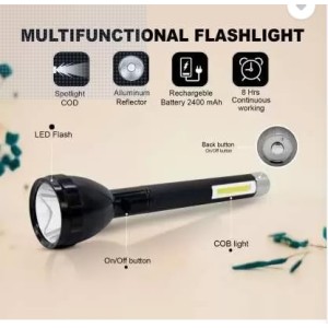 Portable and Lightweight Rechargeable 100w Laser LED Power Torch Light 27cm Platinum 25W COB, 2X 3.7V 1200mAh Li-ion Batteries, 5V Adaptor, Durable and Bright, Ideal for Indoor and Outdoor Use