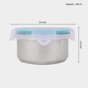 230 ml Stainless Steel Container, 3.6 X 2.4 inch (Pack of 1)