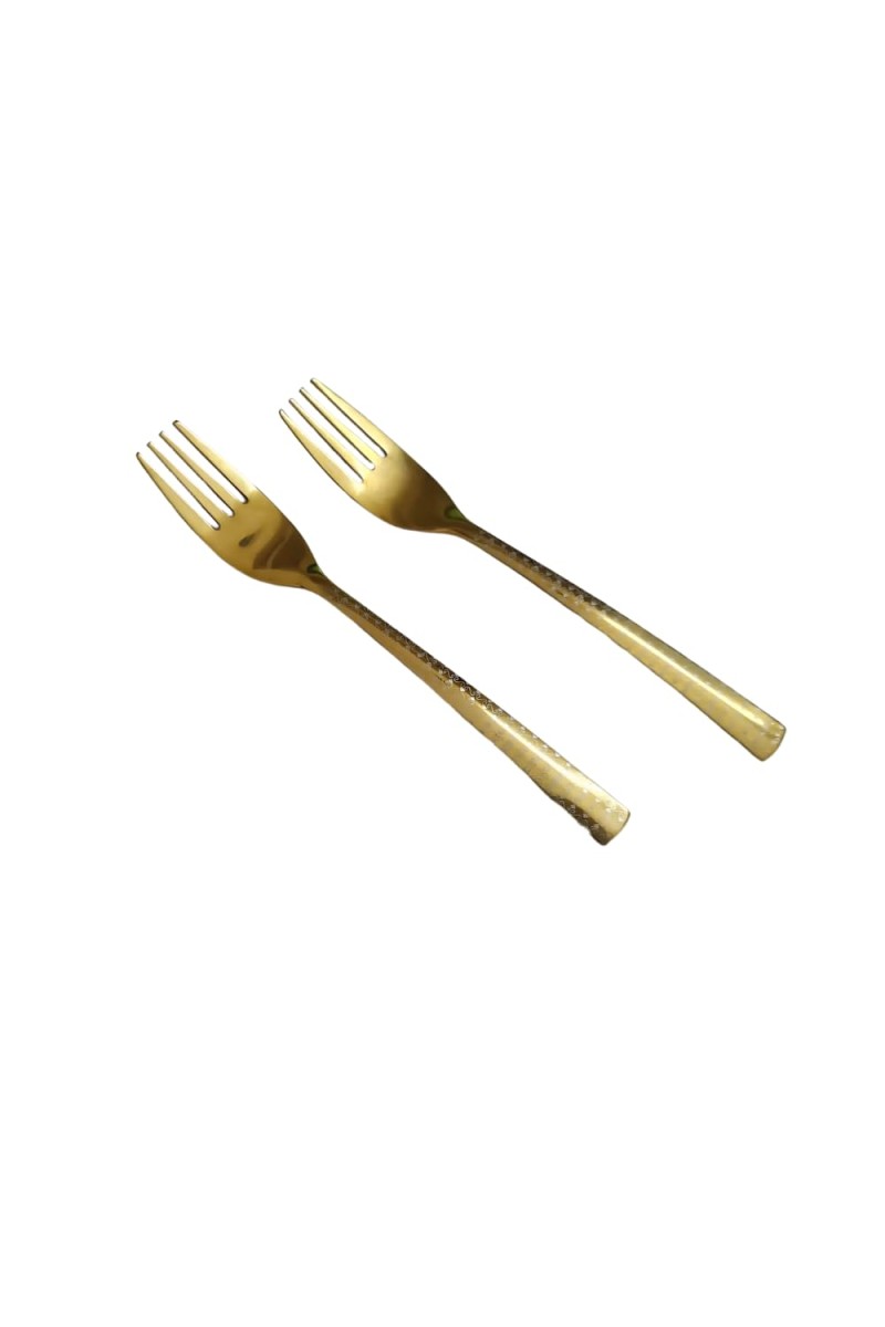 Hitech salesStainless Steel Dinning, Luxury Dinner Fork with Gold Pvd Coating, Set of 2, Length 6.5 inch, Dazzle Design,Daily Use