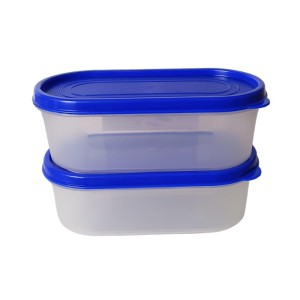 Airtight Kitchen Storage Container, 600ml Capacity, Blue Lid (Set of 2) (7 X 2.5)