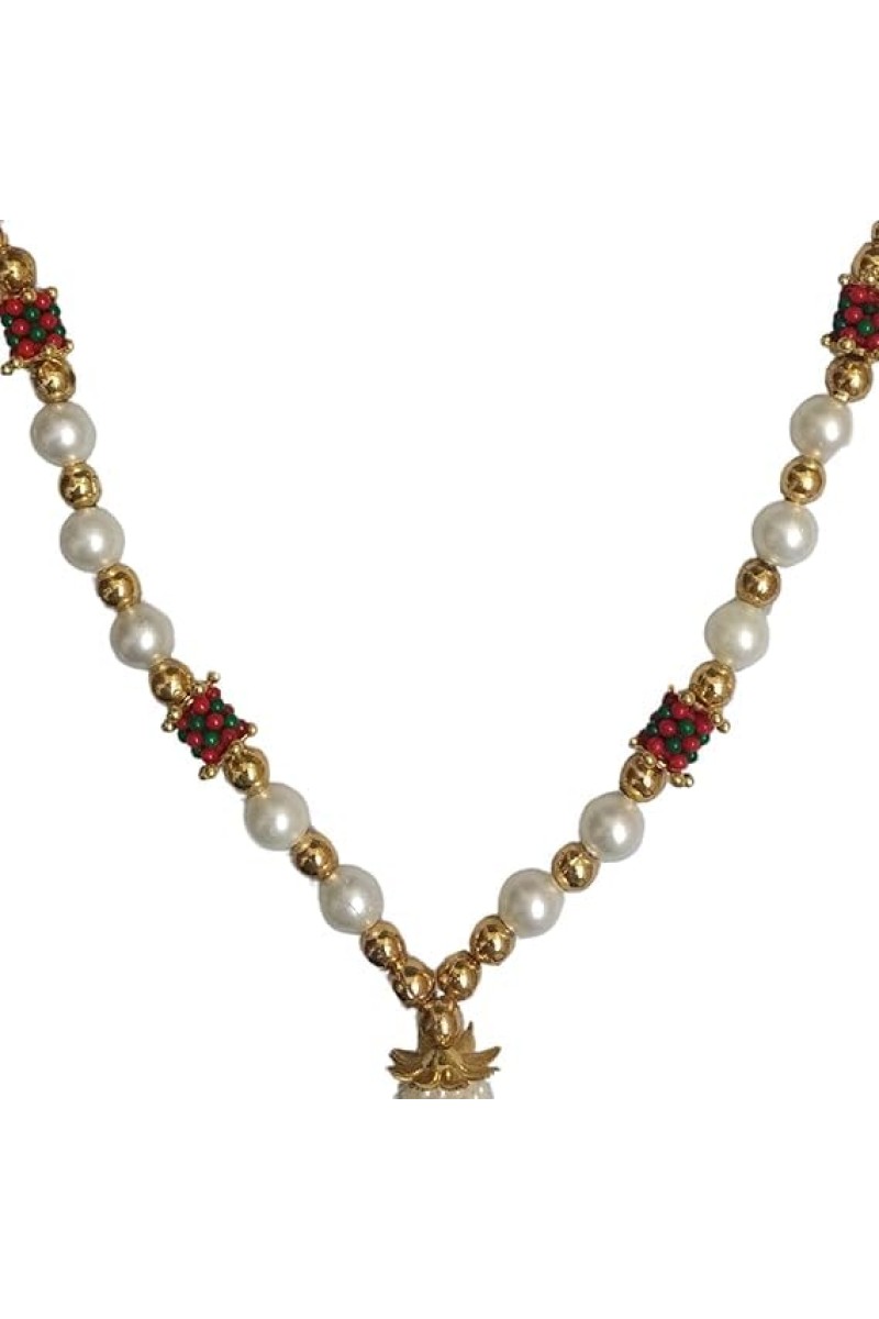 Hitech Sales Artificial Pearl and Bead Decorative Floral Garland Mala for Pooja, Mandir, Home Décor, and Festivals | Multicolor Design with Pendant Hanging (Small, 22 cm)