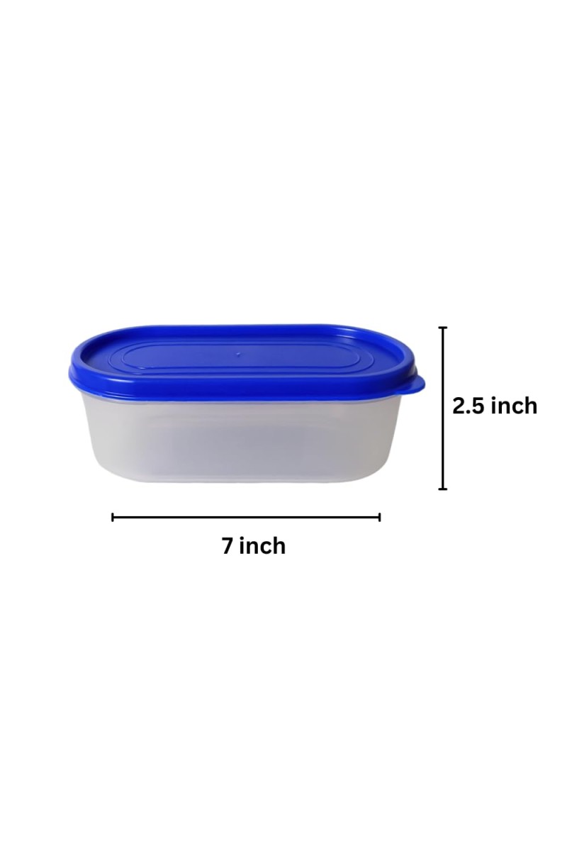 Airtight Kitchen Storage Container, 600ml Capacity, Blue Lid (Set of 2) (7 X 2.5)