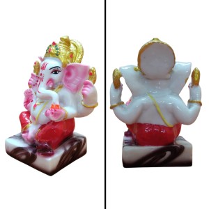 Hi Tech Sales Handcrafted Siddhi Ganesh Idol for Home Decor, Gifting Diwali, Birthday, Festivals (5 x 3 Inches) (Red)