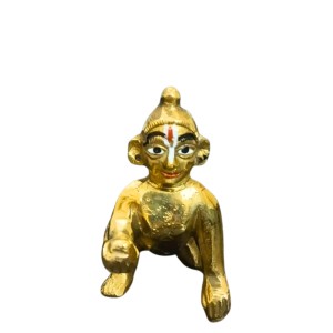 Brass Laddu Gopal Idol Crawling Baby Krishna Murti | Bal Gopal Statue for Home Temple, Puja & Decor Pooja Mandir