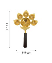 Panch Aarti Diya Oil Lamp, Panch Mukhi Aarti, deep, Jyoti Puja for Diwali/Navratri and Festival. Brass Punch Diya with Wooden Handle - Gold Color Daily Pooja in Home (Small). Panch Aarti Diya Oil Lamp, Panch Mukhi Aarti, deep, Jyoti Puja for Diwali/Navratri and Festival. Brass Punch Diya with Wooden Handle - Gold Color Daily Pooja in Home (Small).
