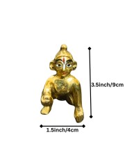 Brass Laddu Gopal Idol Crawling Baby Krishna Murti | Bal Gopal Statue for Home Temple, Puja & Decor Pooja Mandir