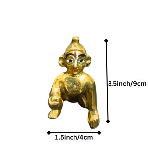 Brass Laddu Gopal Idol Crawling Baby Krishna Murti | Bal Gopal Statue for Home Temple, Puja & Decor Pooja Mandir