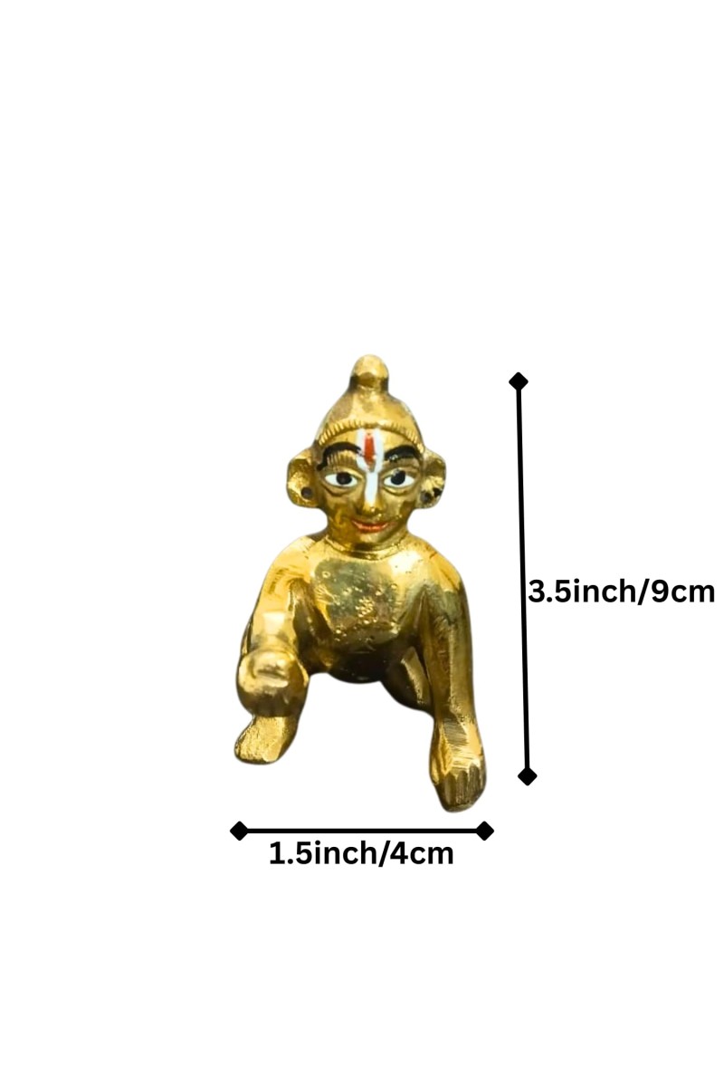 Brass Laddu Gopal Idol Crawling Baby Krishna Murti | Bal Gopal Statue for Home Temple, Puja & Decor Pooja Mandir