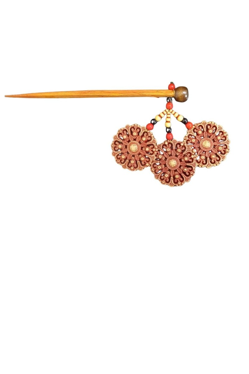 WOODEN Hair Bun Stick – Classic Handmade Wooden Hair Stick for Women & Girls – Natural Wood Hair Pin for Buns, Updos & Hair Styling, Khopar kanta