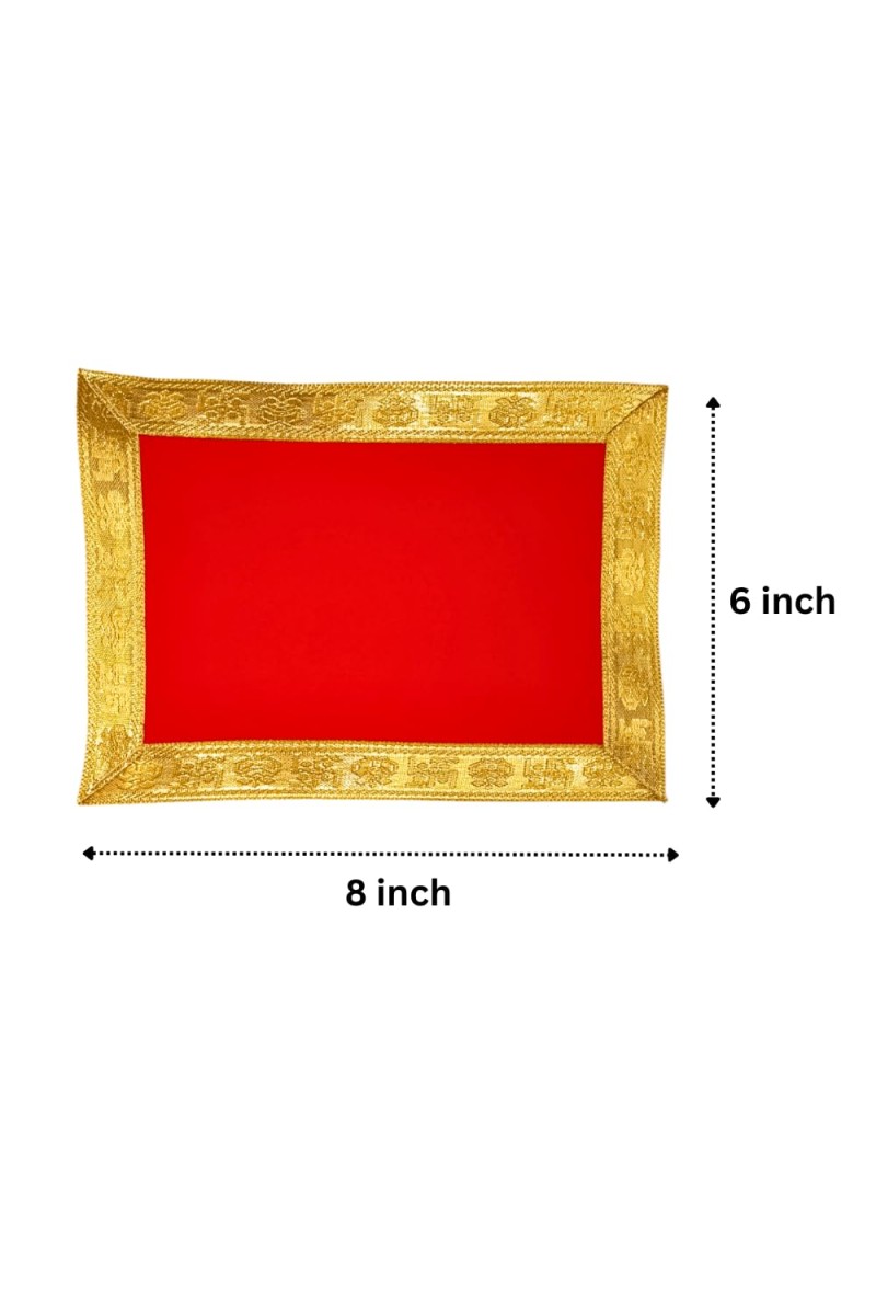 Velvet Pooja Cloth | Bhakti Lehar, Plain Altar Cloth for God Idols, Home Mandir, Temple and Pooja Ghar (8X6)