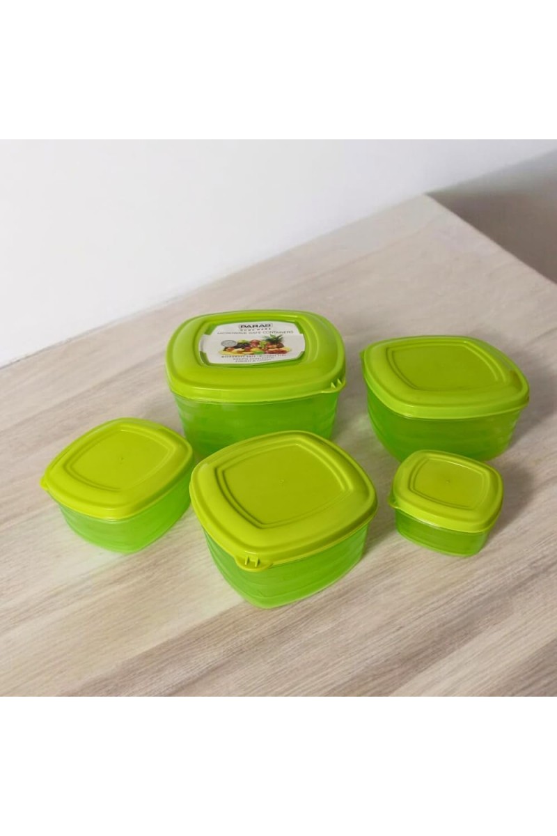 5-Piece Transparent Food Storage Container Set with Airtight Lids – BPA-Free Freezer and Fridge Containers for Vegetables and More