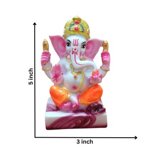 Hi Tech Sales Handcrafted Siddhi Ganesh Idol for Home Decor, Gifting Diwali, Birthday, Festivals (5 x 3 Inches) (Orange)