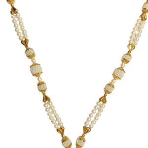 Handmade Golden & White Color Moti Mala/Garland | 15 inch Decorative Haar for God Idol, Temple & Home Décor