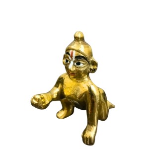 Brass Laddu Gopal Idol Crawling Baby Krishna Murti | Bal Gopal Statue for Home Temple, Puja & Decor Pooja Mandir
