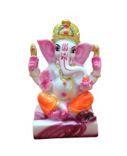 Hi Tech Sales Handcrafted Siddhi Ganesh Idol for Home Decor, Gifting Diwali, Birthday, Festivals (5 x 3 Inches) (Orange)