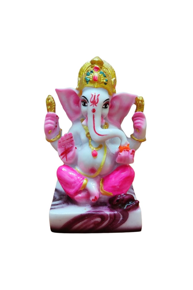 Hi Tech Sales Handcrafted Siddhi Ganesh Idol for Home Decor, Gifting Diwali, Birthday, Festivals (5 x 3 Inches) (Pink)