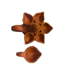 Handcrafted Pancha Pradeep with Diya Combo – Traditional Indian Terracotta 5-Headed Oil Lamp for Diwali, Pooja, and Home Decoration.