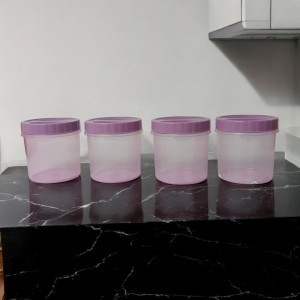 Airtight Plastic Container with Lid 250 ml (Set of 4) Plain | Multipurpose Storage & Grocery Containers. (Pink)
