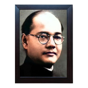 Hitech Netaji Subhas Chandra Bose Laminated Photo Frame for Table, Study & Living Room, Gifts (Synthetic Wood Base and Front Glass, 8 x 6 inch)