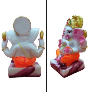 Hi Tech Sales Handcrafted Siddhi Ganesh Idol for Home Decor, Gifting Diwali, Birthday, Festivals (5 x 3 Inches) (Orange)