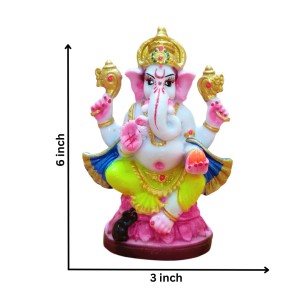 Hi Tech Sales Handcrafted Siddhi Ganesh Idol for Home Decor, Gifting Diwali, Birthday, Festivals (6 x 3 Inches) (Multicolor)