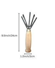 Garden Hand Cultivator Tool with Wooden Handle – 5 Prong Manual Rake for Wooden Handle Manual Tool for Weeding, Aerating & Soil Cultivation Farming.