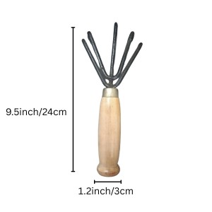 Garden Hand Cultivator Tool with Wooden Handle – 5 Prong Manual Rake for Wooden Handle Manual Tool for Weeding, Aerating & Soil Cultivation Farming.