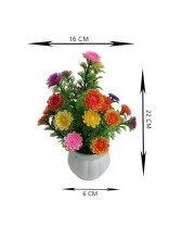 Hitech Artificial Flower Pot Multi Colour Tableware Home Decor Living Room Shop Office Bed Room Washroom & Gift Artificial Plant with Pot Pack of 1