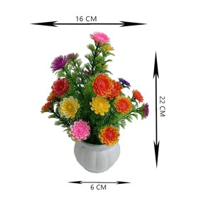 Hitech Artificial Flower Pot Multi Colour Tableware Home Decor Living Room Shop Office Bed Room Washroom & Gift Artificial Plant with Pot Pack of 1