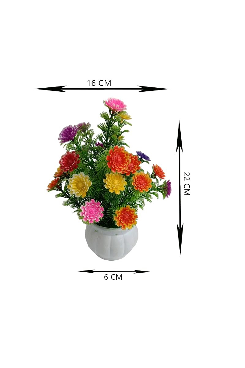 Hitech Artificial Flower Pot Multi Colour Tableware Home Decor Living Room Shop Office Bed Room Washroom & Gift Artificial Plant with Pot Pack of 1